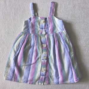 Baby Gap Stripe Button Front Dress 2T Pink Multi Color Stripes Play Dress